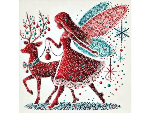 A Pointillism Christmas Fairy Illustration Review