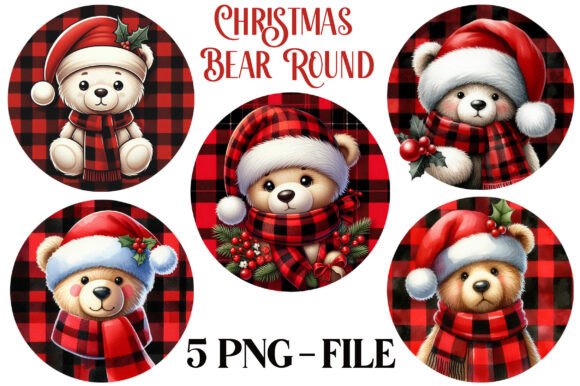 Bear Christmas Round Clipart: Illustrations Review