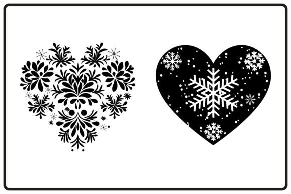 Big Heart Snow Christmas Silhouette Illustrations