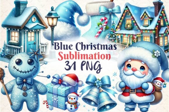 Blue Christmas Sublimation Bundle: Illustrations Review
