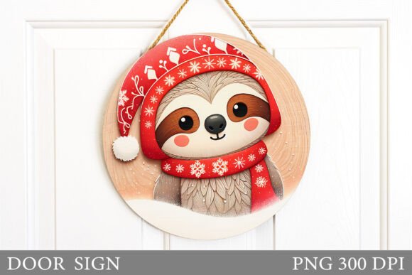 Christmas Sloth Door Sign Sublimation: Illustrations Review