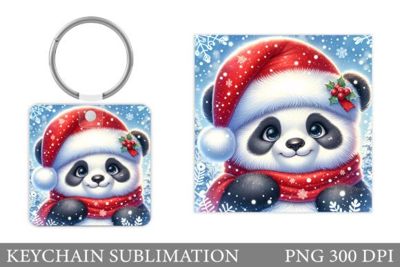 Cute Panda Keychain: Christmas Illustrations