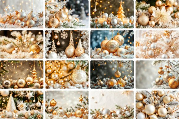 Glamorous Christmas Ornaments Decor Illustrations