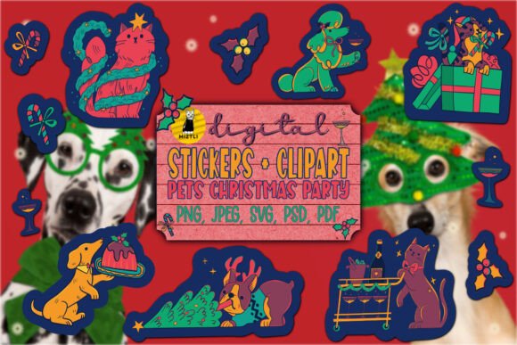 Pets Christmas Party Stickers: Illustrations Review