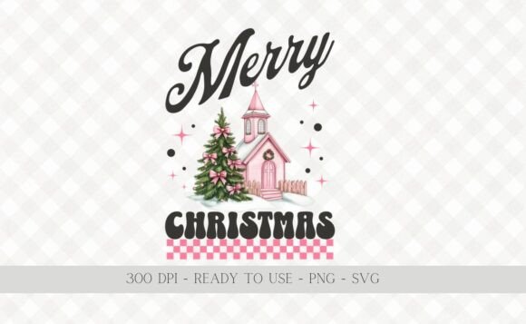 Pink Church Merry Christmas PNG SVG Review