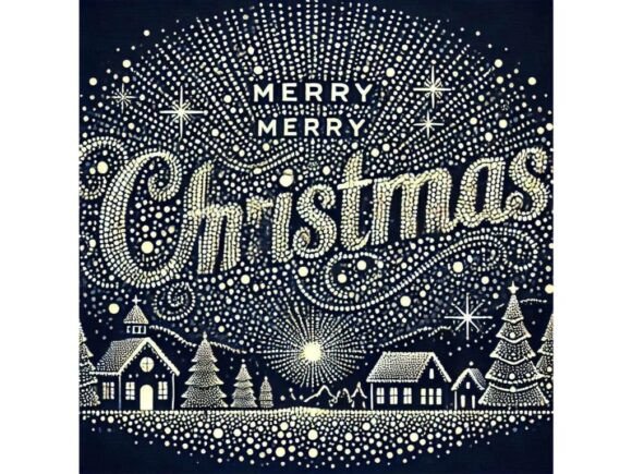 Pointillism Christmas Text: Festive Illustrations