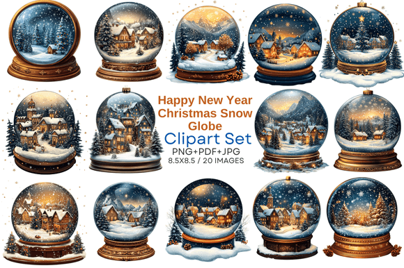 Review: Happy New Year Christmas Snow Globe Clip Design
