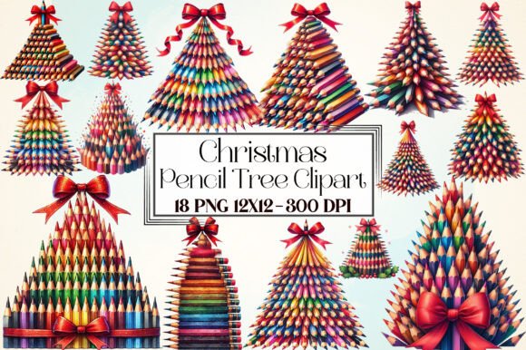Reviewing Christmas Pencil Tree Clipart PNG Illustrations
