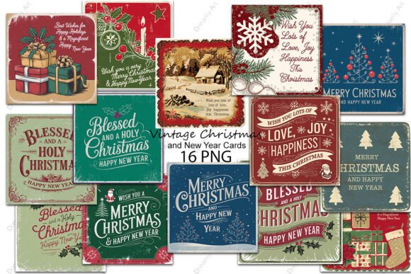 Reviewing Vintage Christmas and New Year Cards for Embroidery