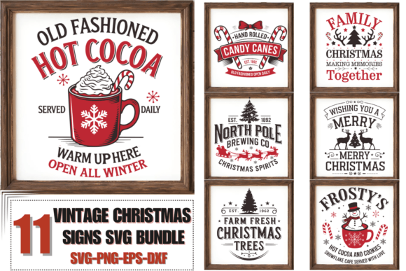 Vintage Christmas Signs SVG Bundle: Illustrations Review