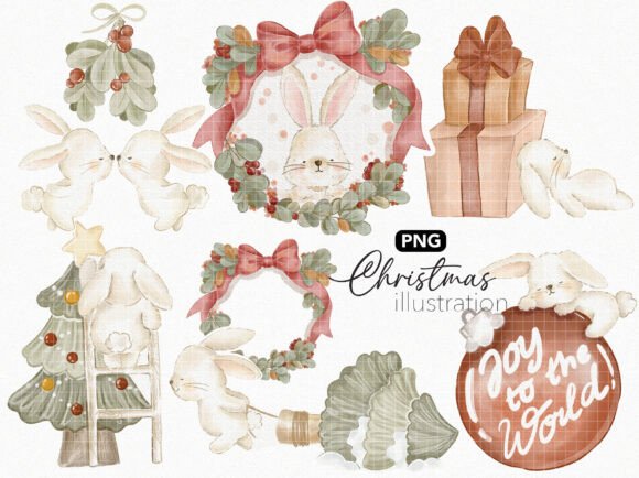 Watercolour Christmas Bunny Illustrations Review